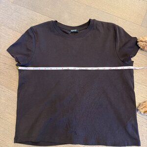 Massimo Dutti Heavy weight cotton T-shirt Brown Size Medium